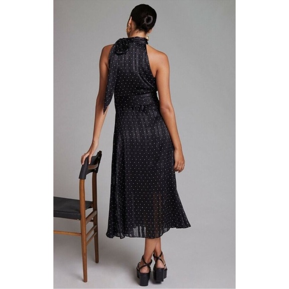 NWT Anthropologie Sachin + Babi Black Polka Dot Halter Midi lace detail Dress 12 - Picture 3 of 15